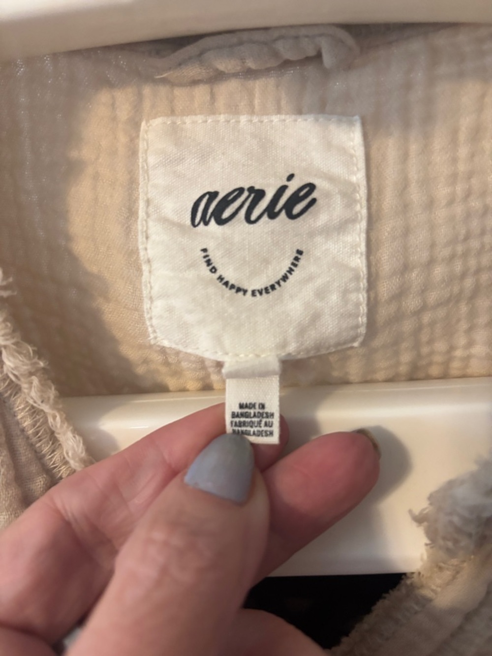 aerie Beige/Tan Button-Down Gauze Shirt - Picture 2 of 3